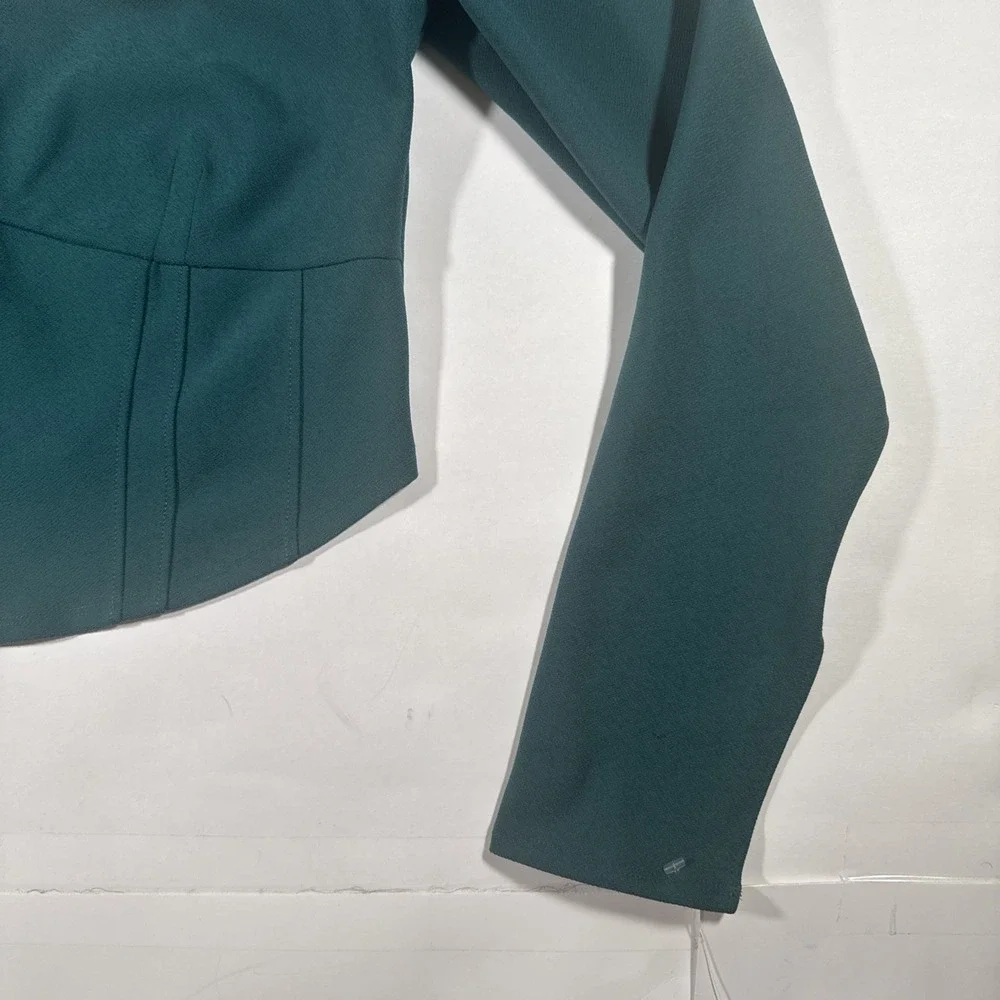 New Abercrombie & Fitch Womens Green Corset Long Sleeve Crop Top Square Neck L - Picture 3 of 6